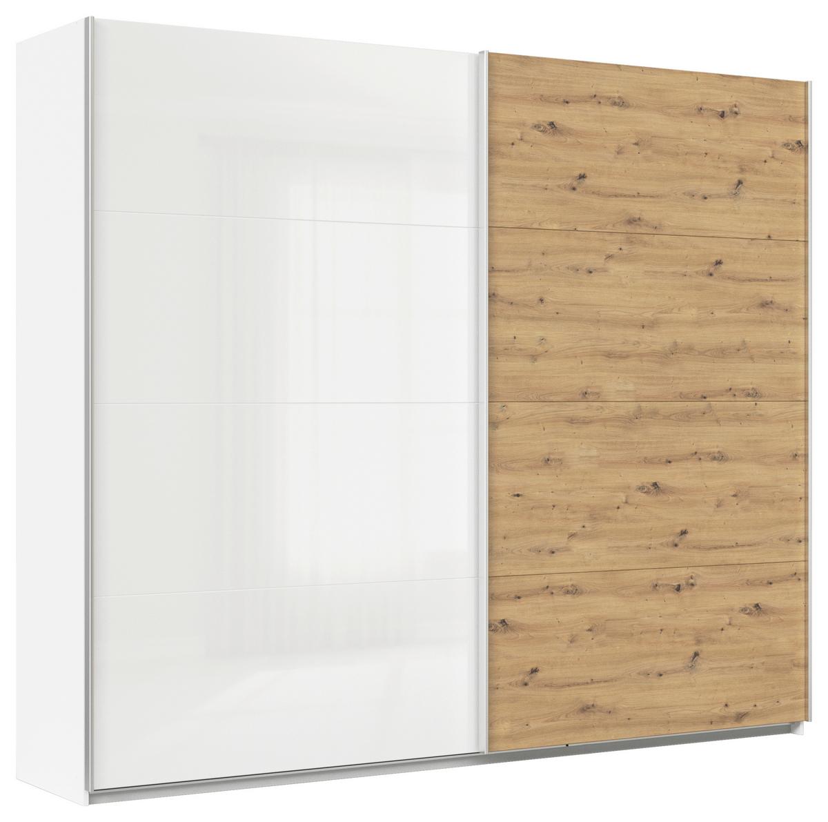 Schwebetürenschrank Feldkirch 271 Maxihöhe - Weiß Hochglanz/Eiche Artisan, MODERN, Holzwerkstoff (271/229/62cm)