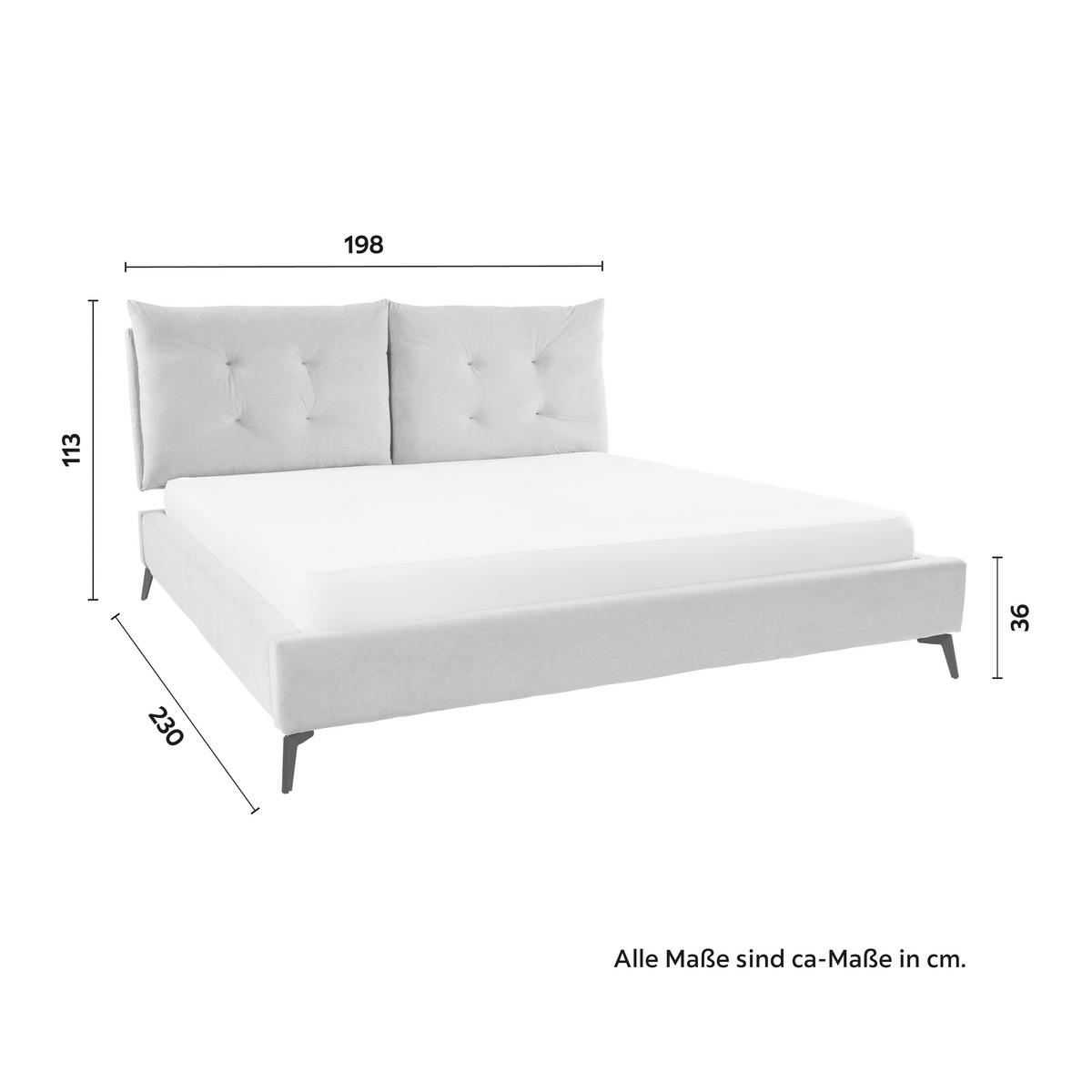 Posteľ s čalúneným čelom Dreamy, 180x200, svetlá sivá - čierna/svetlosivá, Modern, kov/drevo (180/200cm) - P & B