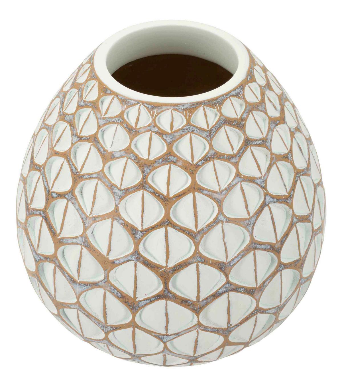 Vase Resin Tibet Weiß B: 27 Cm - Weiß, Basics, Kunststoff (27/27/27cm)