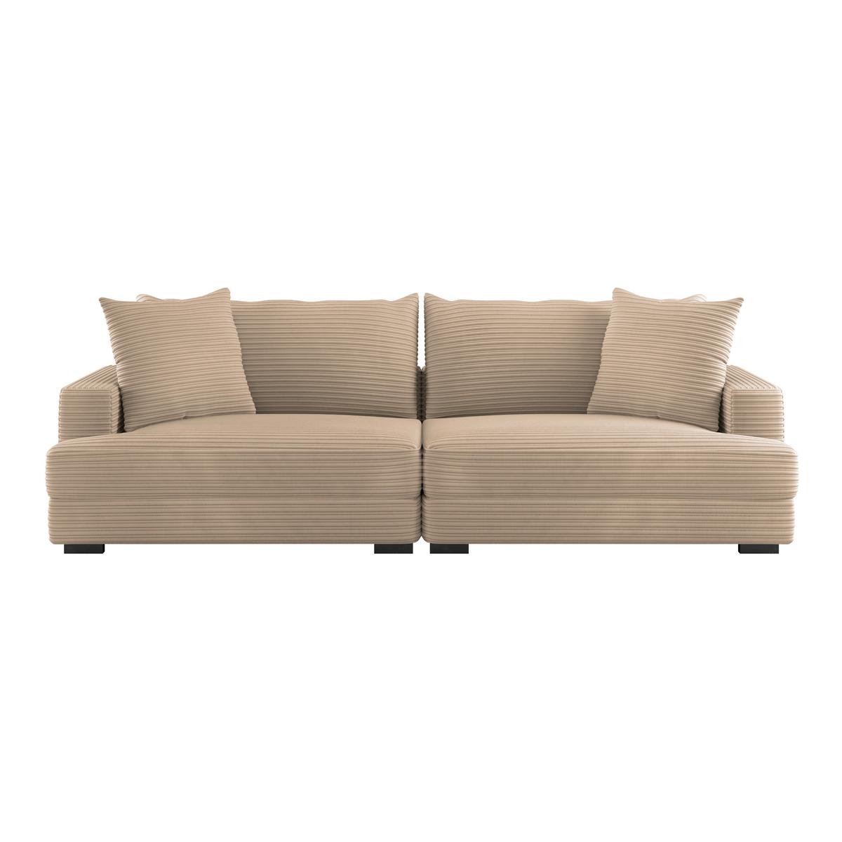 Big Sofa Pelle Mit Kissen B: 261 Cm Hellgrau/beige - Wengefarben/Beige, Trend, Textil (261/124cm) - Luca Bessoni