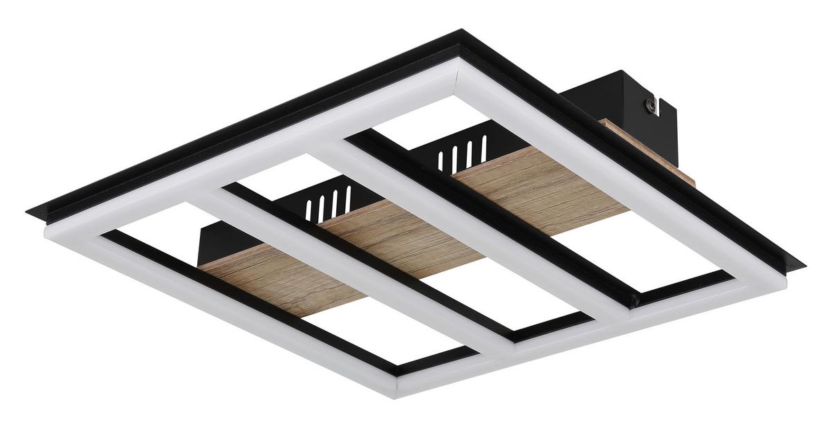 LED-Deckenleuchte 67291-18 - Dunkelbraun/Opal, Natur, Holzwerkstoff/Kunststoff (30/30/5,5cm) - Globo