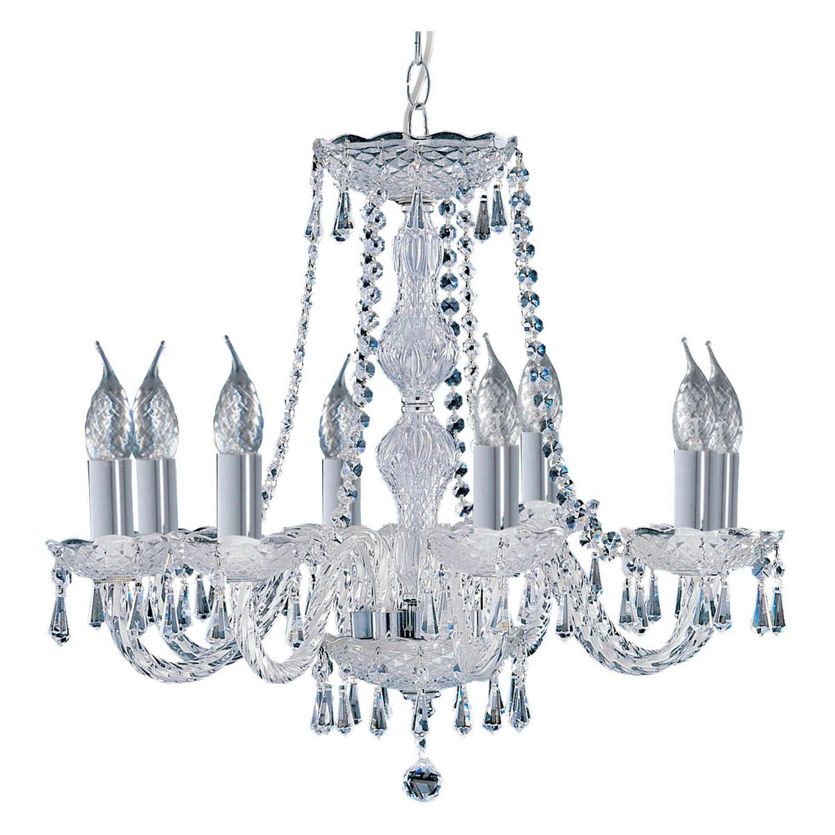 Kronleuchter Hale 218-8 - Klar/Chromfarben, Design, Glas/Metall (57/57/54.5cm)