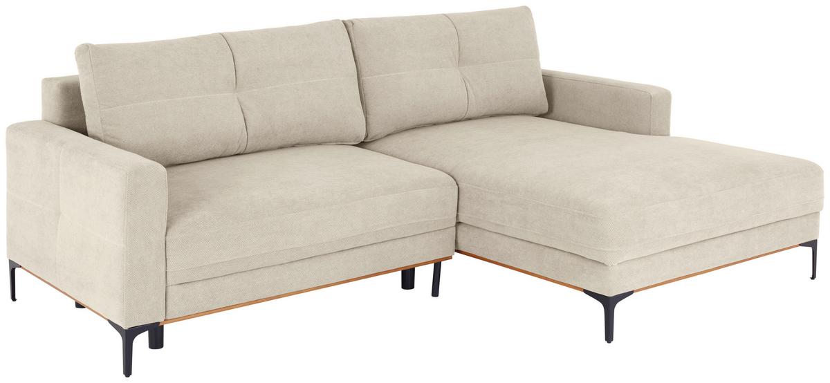 Ecksofa Bergamo - Schwarz/Sahara, MODERN, Textil (238/162cm) - Ondega