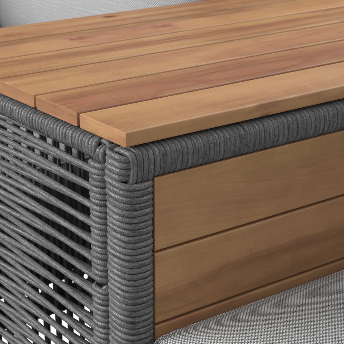 TERASOVÁ SEDACIA SÚPRAVA MARILOU - farba akácie/sivá, Modern, kov/drevo - Bessagi Garden