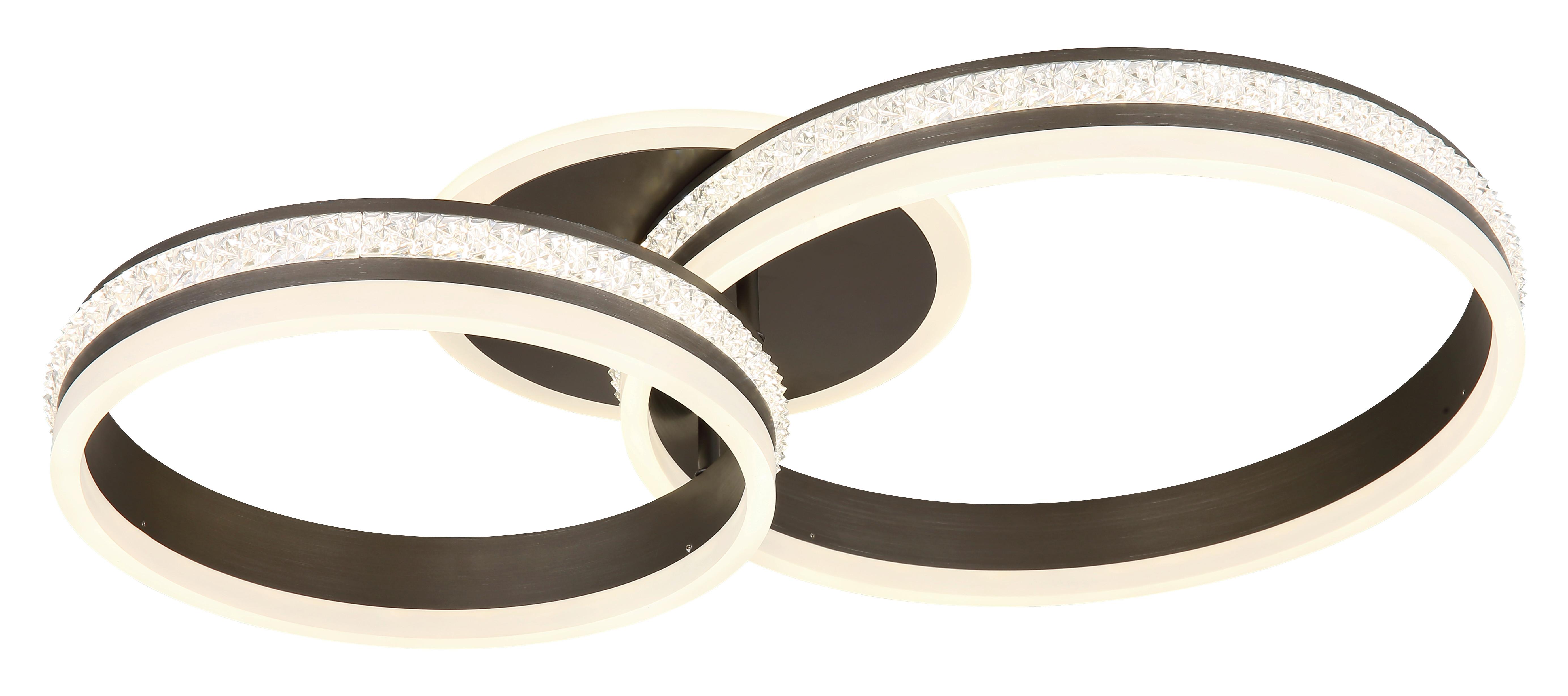 STROPNÉ LED SVIETIDLO GROUNI - titánová/číra, Design, kov/plast (65/40/14cm) - Globo