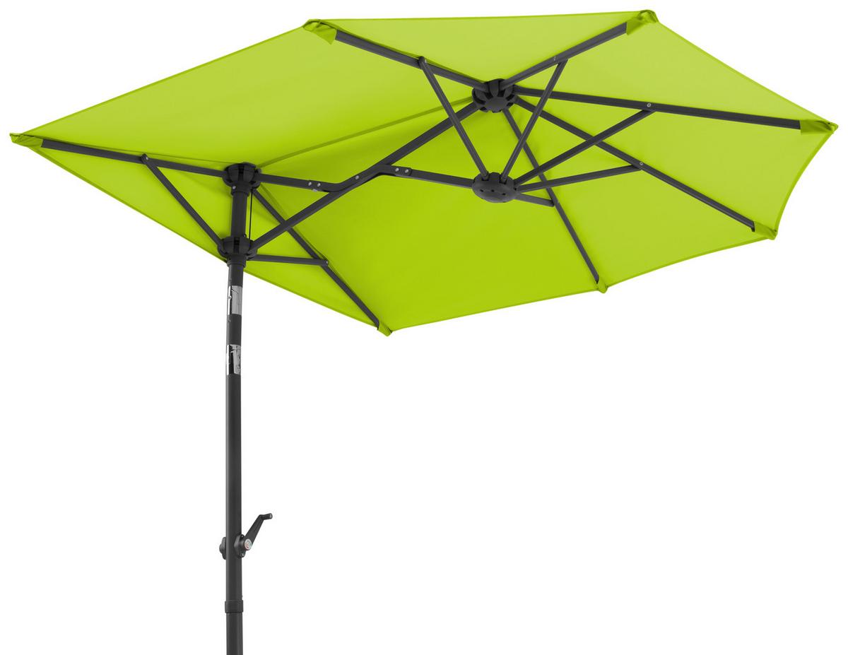 Ampelschirm Salerno Mezza BxHxT: 150x228x150 cm Apfelgrün - Anthrazit/Grün, Basics, Textil/Metall (150/228/150cm) - Schneider