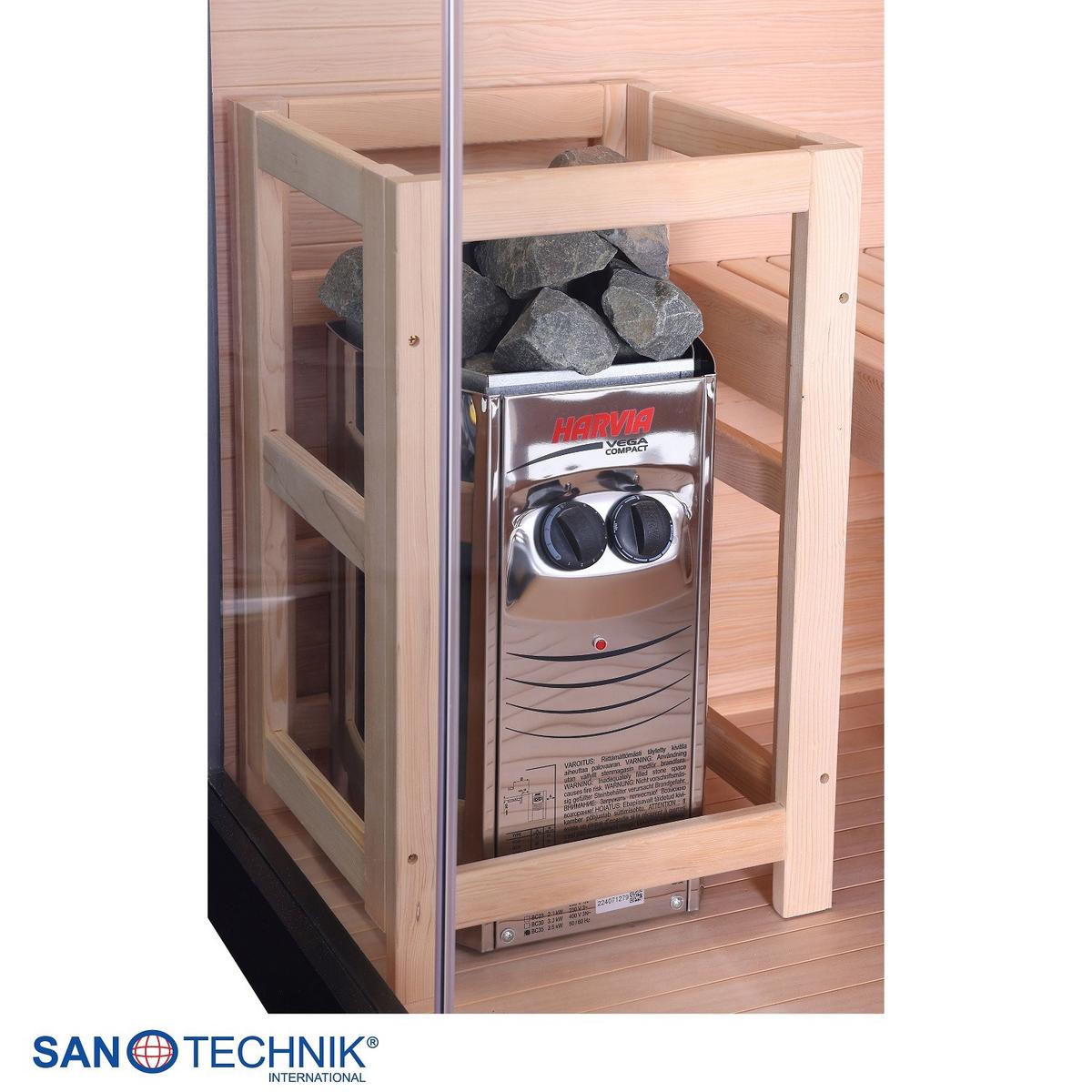 Finnische Panoramasauna BHT: 130x200x120 cm - Schwarz, Basics, Glas/Holz (130/200/120cm) - Sanotechnik