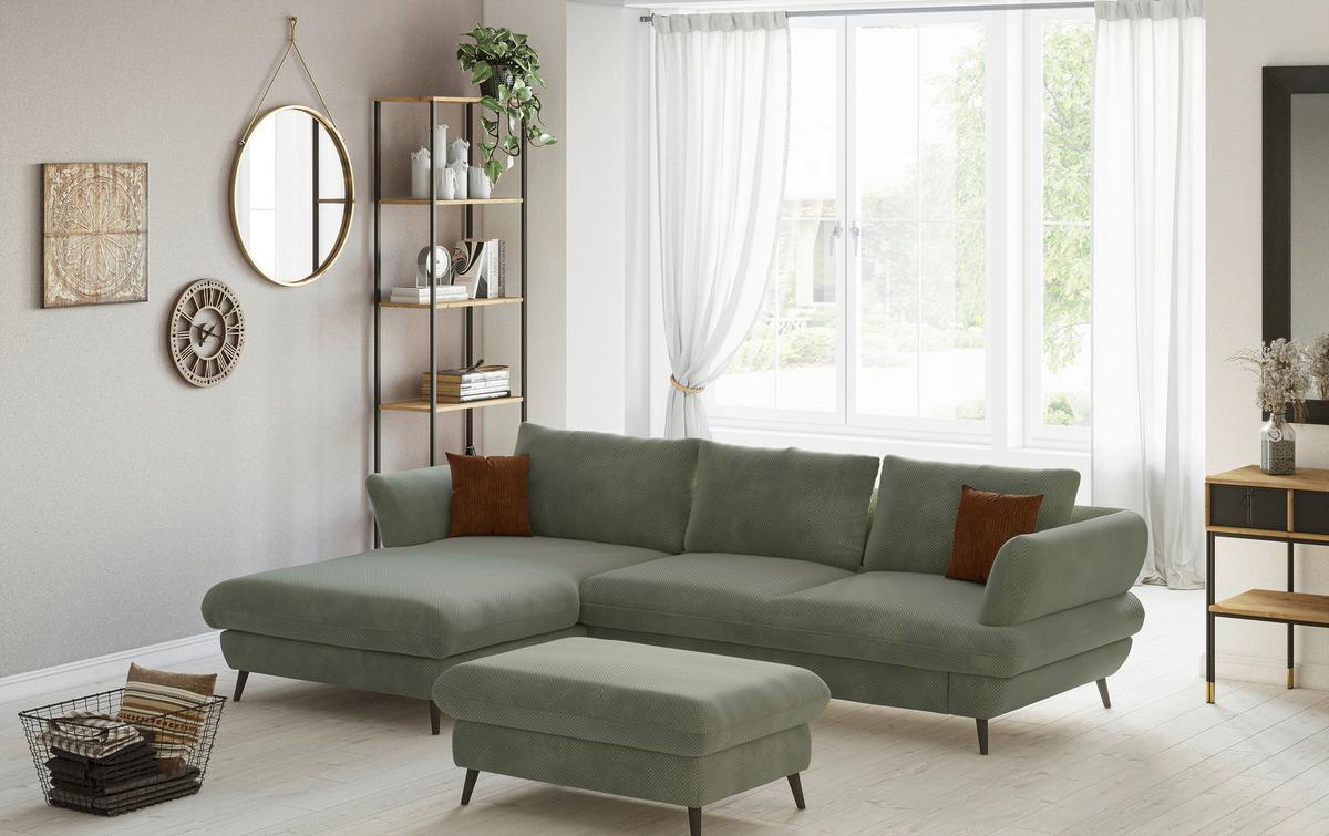 Ecksofa Balou, Grün S: 181x281 cm - Schwarz/Grün, Design, Textil (181/281cm) - Livetastic