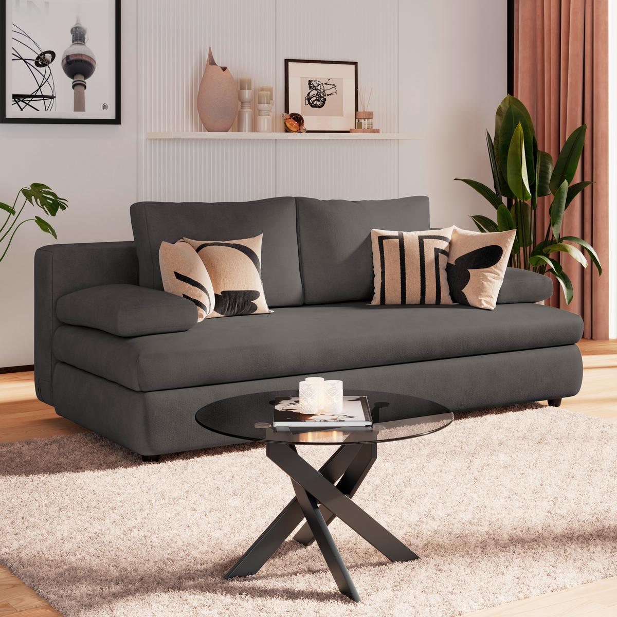 Schlafsofa Oslo Goldbraun, Lf: 200x140 cm - Goldbraun/Goldfarben, Trend, Holz/Kunststoff (205/72/100cm)