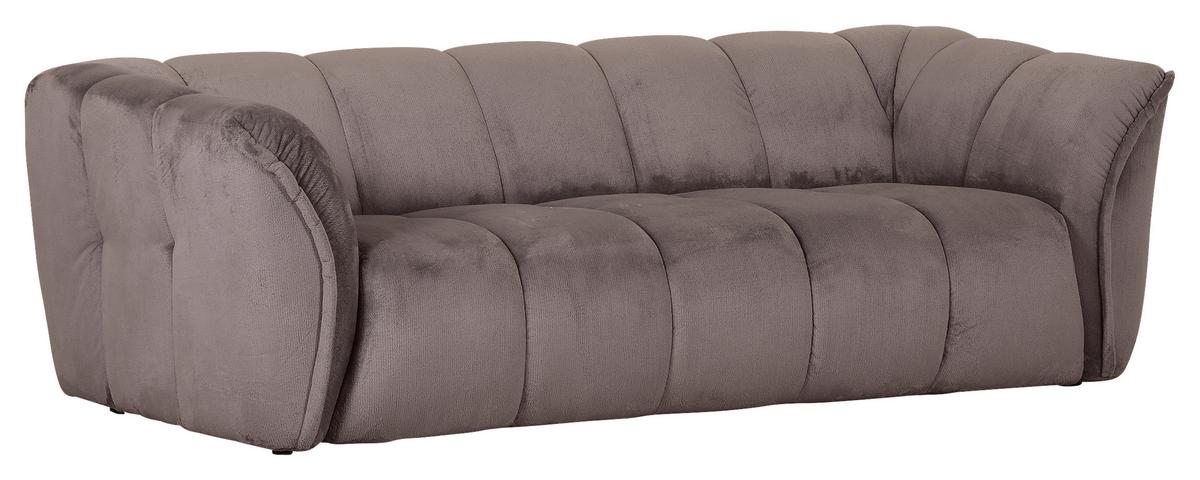Bigsofa Sabea B: 220 Cm Schlammfarben Plüsch - Schlammfarben/Schwarz, KONVENTIONELL, Textil (220/67/106cm) - MID.YOU