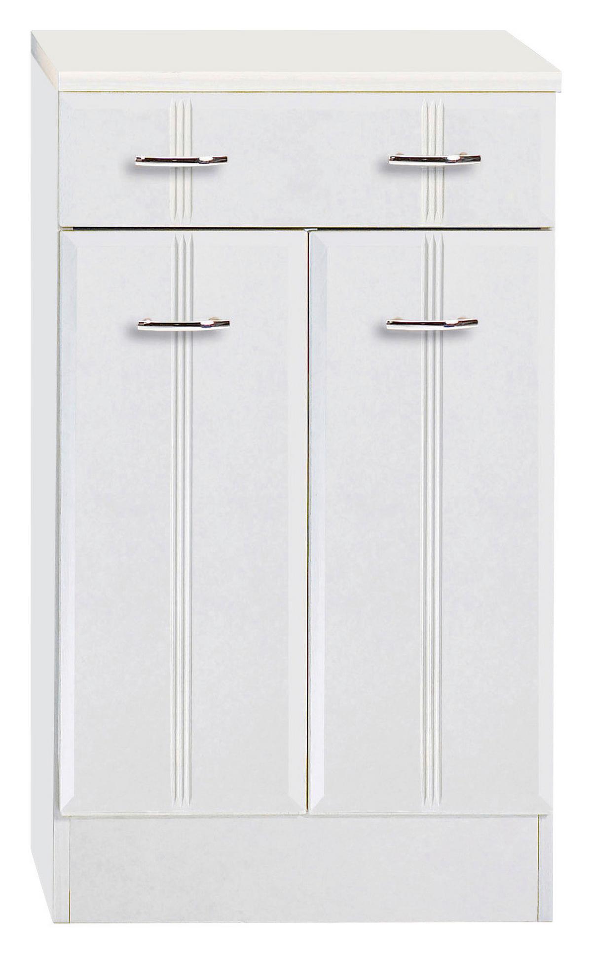 Unterschrank Mit Lade Rallye B: 50cm Weiß Dekor - Weiß, KONVENTIONELL, Holzwerkstoff (50/84/35cm) - Held