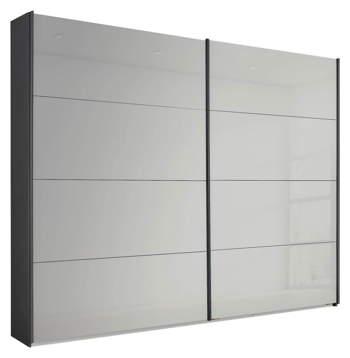 Schwebetürenschrank Glasfront 226 Cm Feldkirch 9, Grau - Dunkelgrau/Grau Hochglanz, MODERN, Glas/Holzwerkstoff (225/210/62cm)