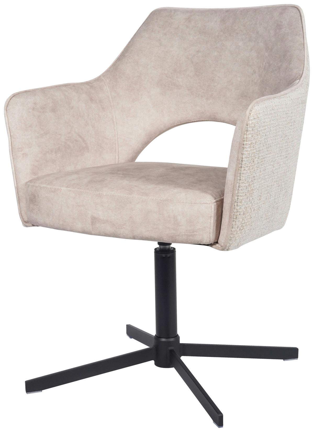 STOLIČKA S PODRÚČKAMI VALLETTA - čierna/krémová, Konventionell, kov/textil (64/85/61cm) - Best Price