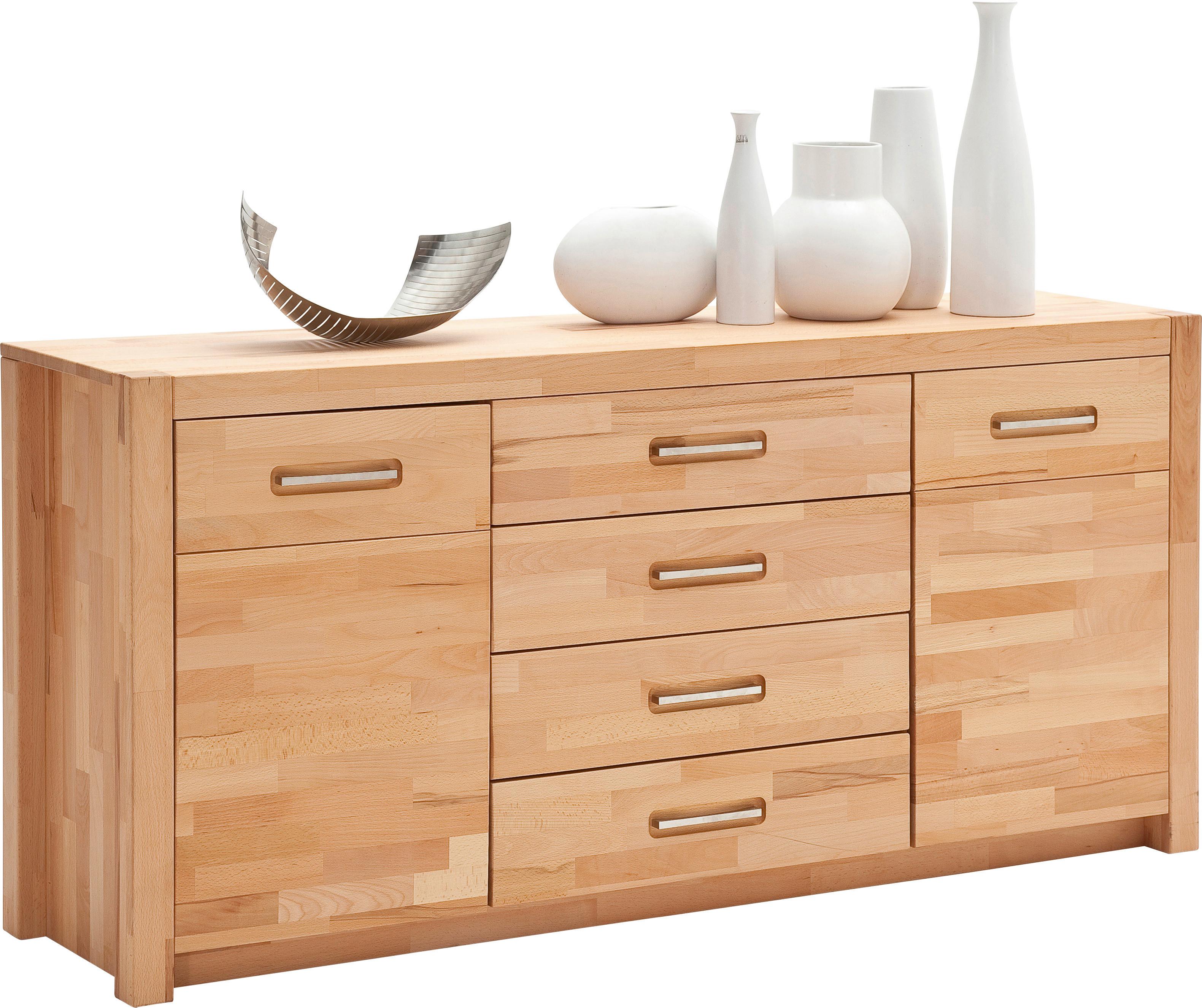 Sideboard Massiv B: 163 cm Fenja, Kernbuche - Buchefarben, Design, Holz (163/78/40cm) - MID.YOU