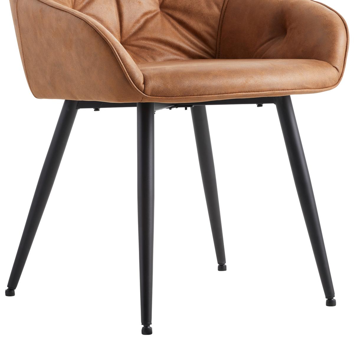 Armlehnstuhl Ancona Braun B: 55 cm - Schwarz/Braun, ROMANTIK / LANDHAUS, Textil/Metall (55/80/61cm) - Livetastic