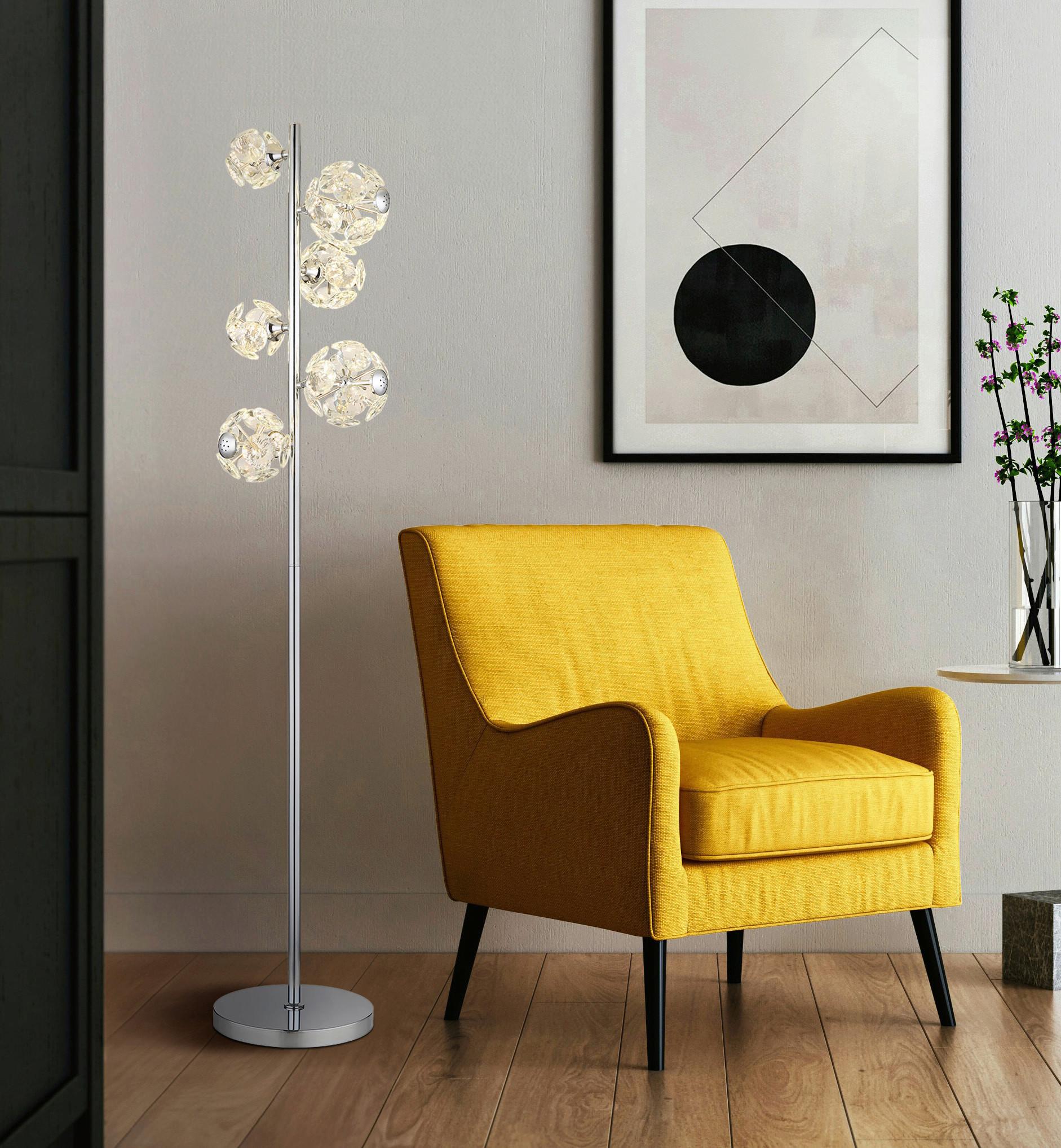 LED-Stehleuchte Virina Klar Chromfarben L: 38 cm - Klar/Chromfarben, KONVENTIONELL, Glas/Kunststoff (38/28/155cm) - Globo