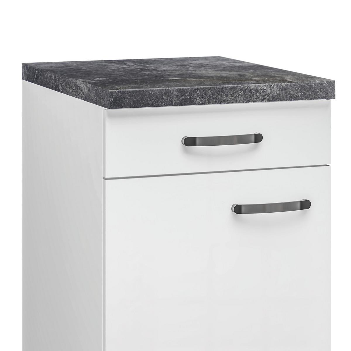 Küchenunterschrank Alba B: 50 cm Weiß/Schiefer mit Lade - Schieferfarben/Weiß Hochglanz, MODERN, Holzwerkstoff (50/86/60cm)
