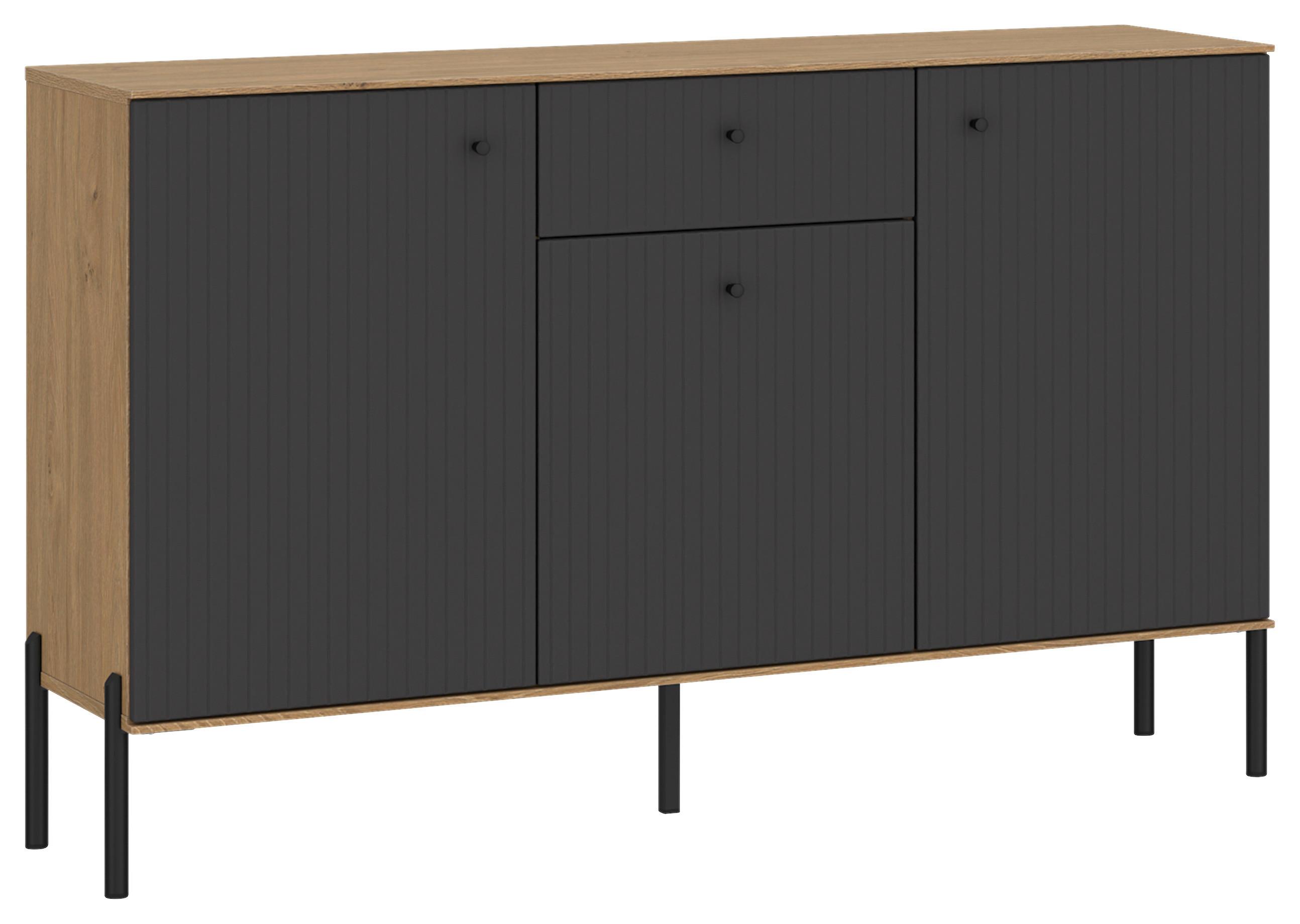 Sideboard Nurisa Anthrazit B: 135,5 cm - Anthrazit/Schwarz, Trend, Holzwerkstoff (135,5/85,35/40cm) - MID.YOU