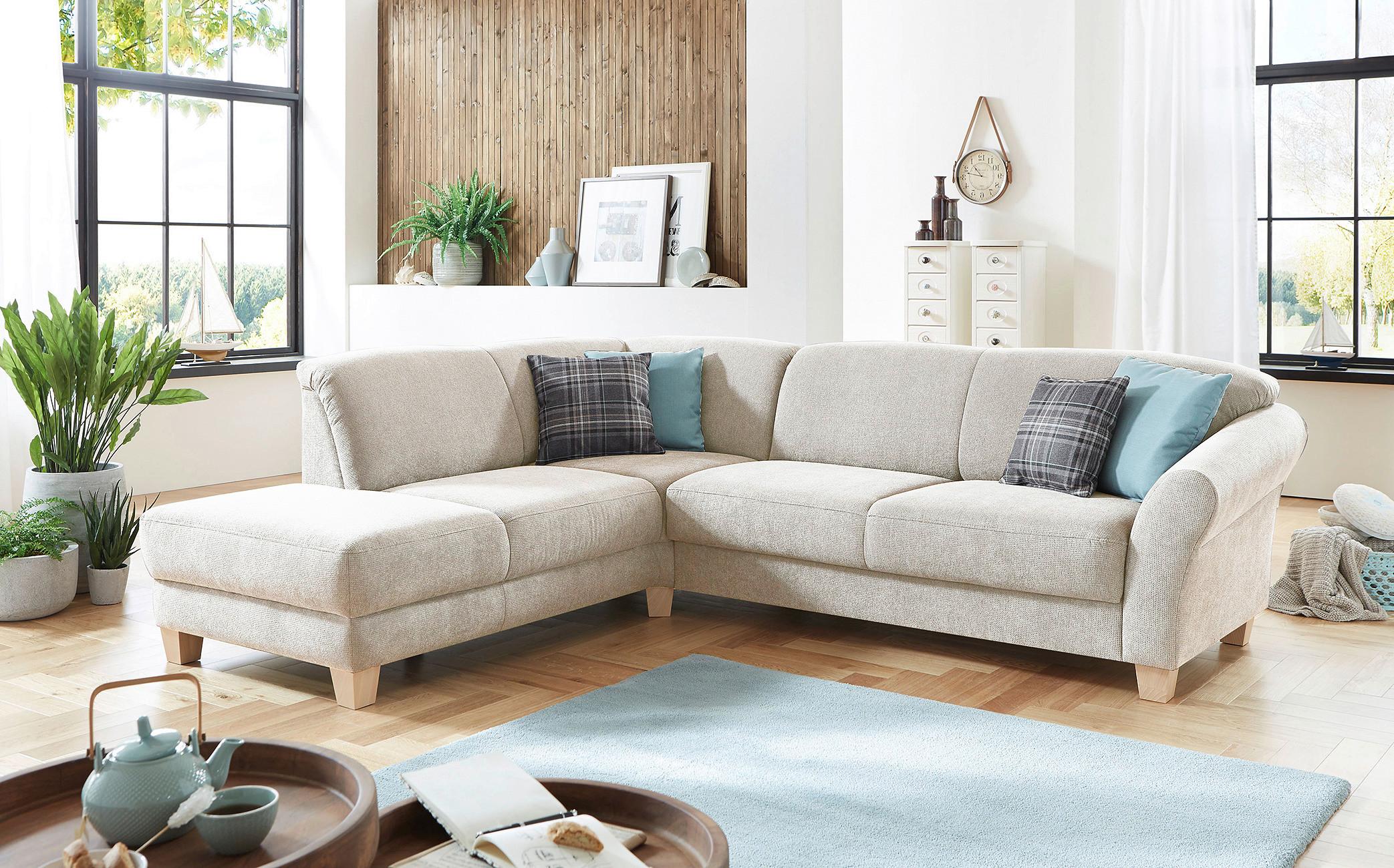 Ecksofa Gotland creme, 212x257 cm - Creme/Naturfarben, KONVENTIONELL, Textil (212/257cm) - Sit & More