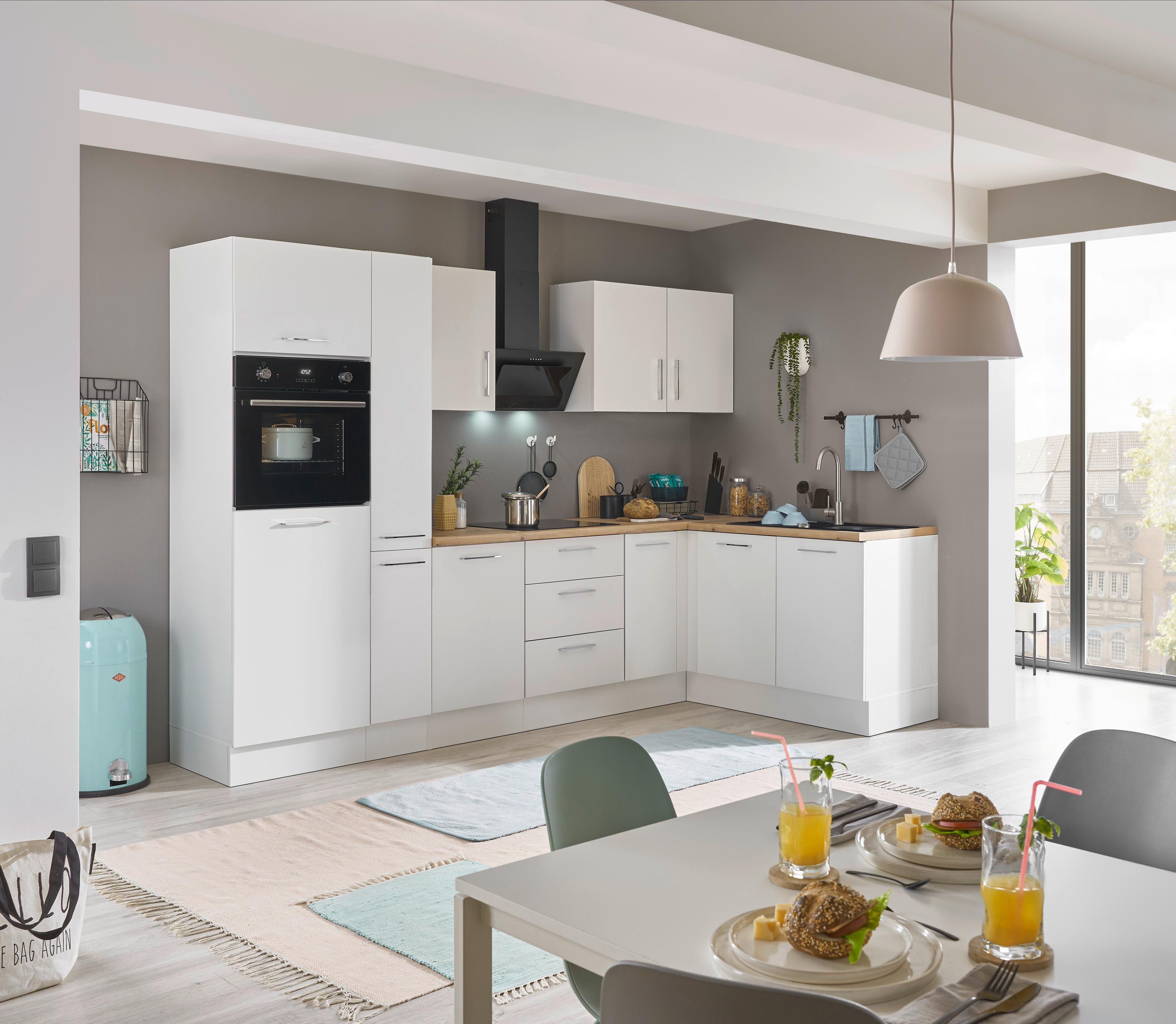 Eckküche Turin Weiß/Eiche Dekor 300x165 cm - Weiß/Eiche Artisan, Basics, Holzwerkstoff (300/165cm) - MID.YOU