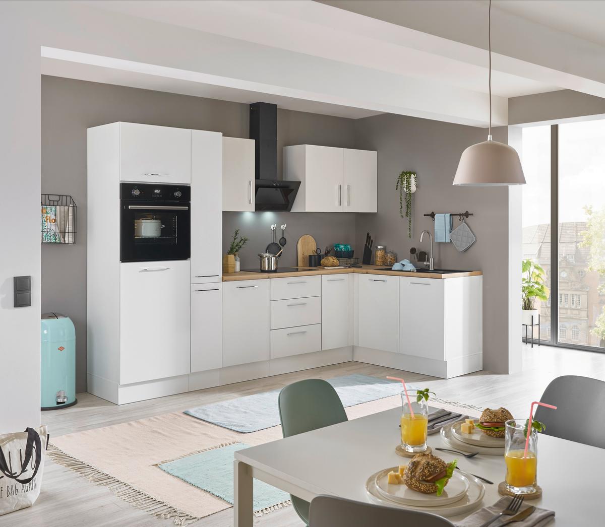 Eckküche Turin Weiß/Eiche Dekor 300x165 cm - Weiß/Eiche Artisan, Basics, Holzwerkstoff (300/165cm) - MID.YOU