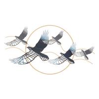 Wanddeko Bird Silber/Goldfarben B: 91 cm - Basics, Metall (91/50/7cm)