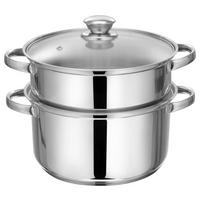 James Wood Gemüsedämpfer 3,4 L Edelstahl Induktion - Edelstahlfarben/Transparent, KONVENTIONELL, Glas/Metall (21,5/17,3cm) - James Wood