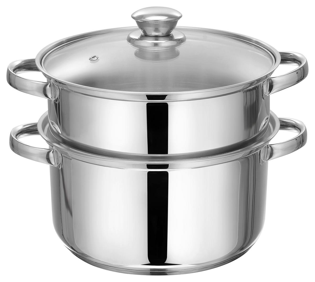 James Wood Gemüsedämpfer 3,4 L Edelstahl Induktion - Edelstahlfarben/Transparent, KONVENTIONELL, Glas/Metall (21,5/17,3cm) - James Wood