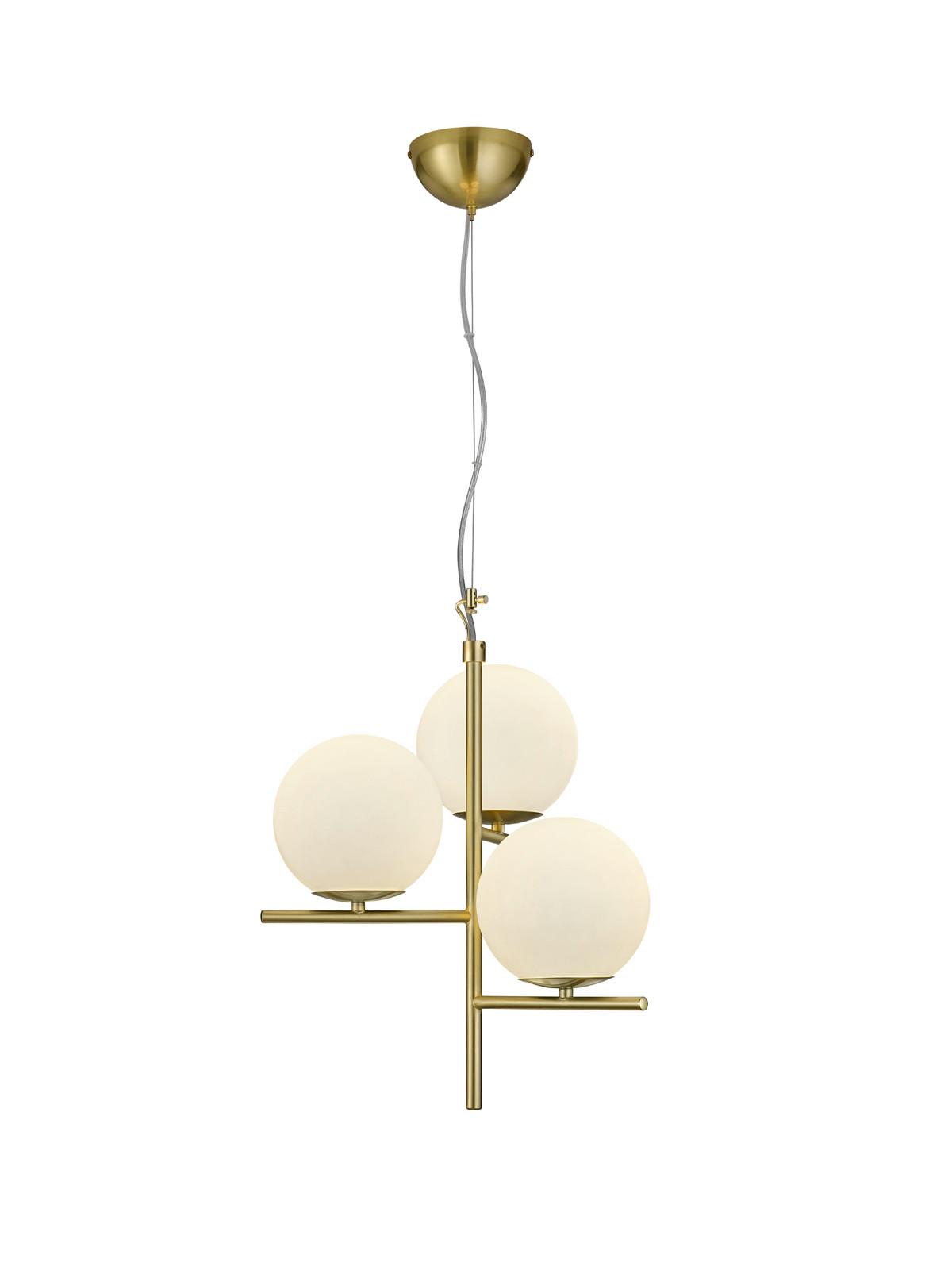 Hängeleuchte 302000308 Pure - Messingfarben/Weiß, Design, Glas/Metall (40/150cm) - Trio Leuchten