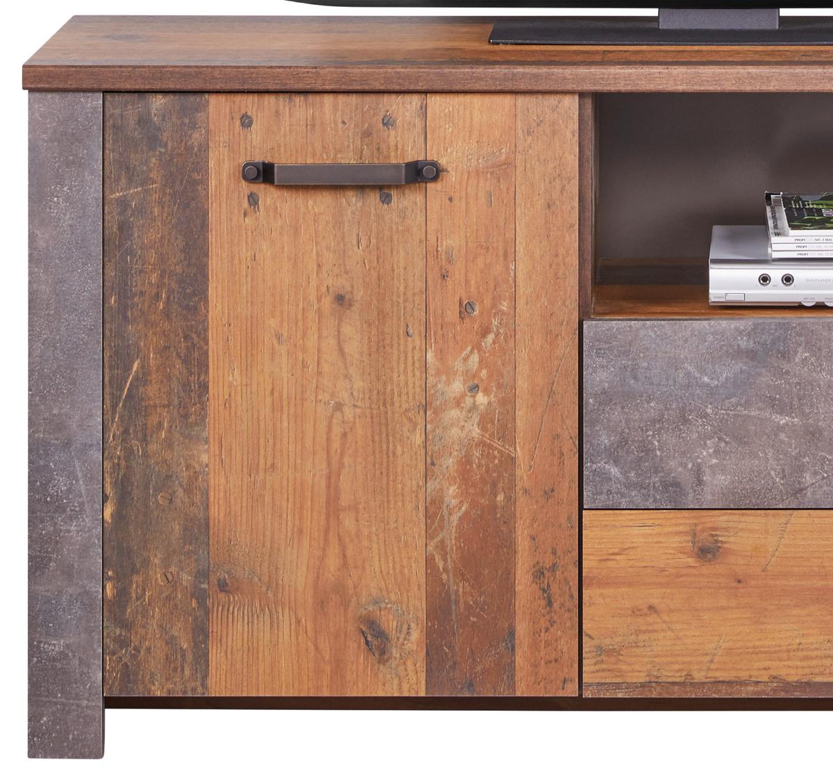 Tv-lowboard Ontario B: 131 Cm Eiche Dekor/betonoptik - Dunkelgrau/Eichefarben, Trend, Holzwerkstoff (131/67,7/41,5cm) - Ondega