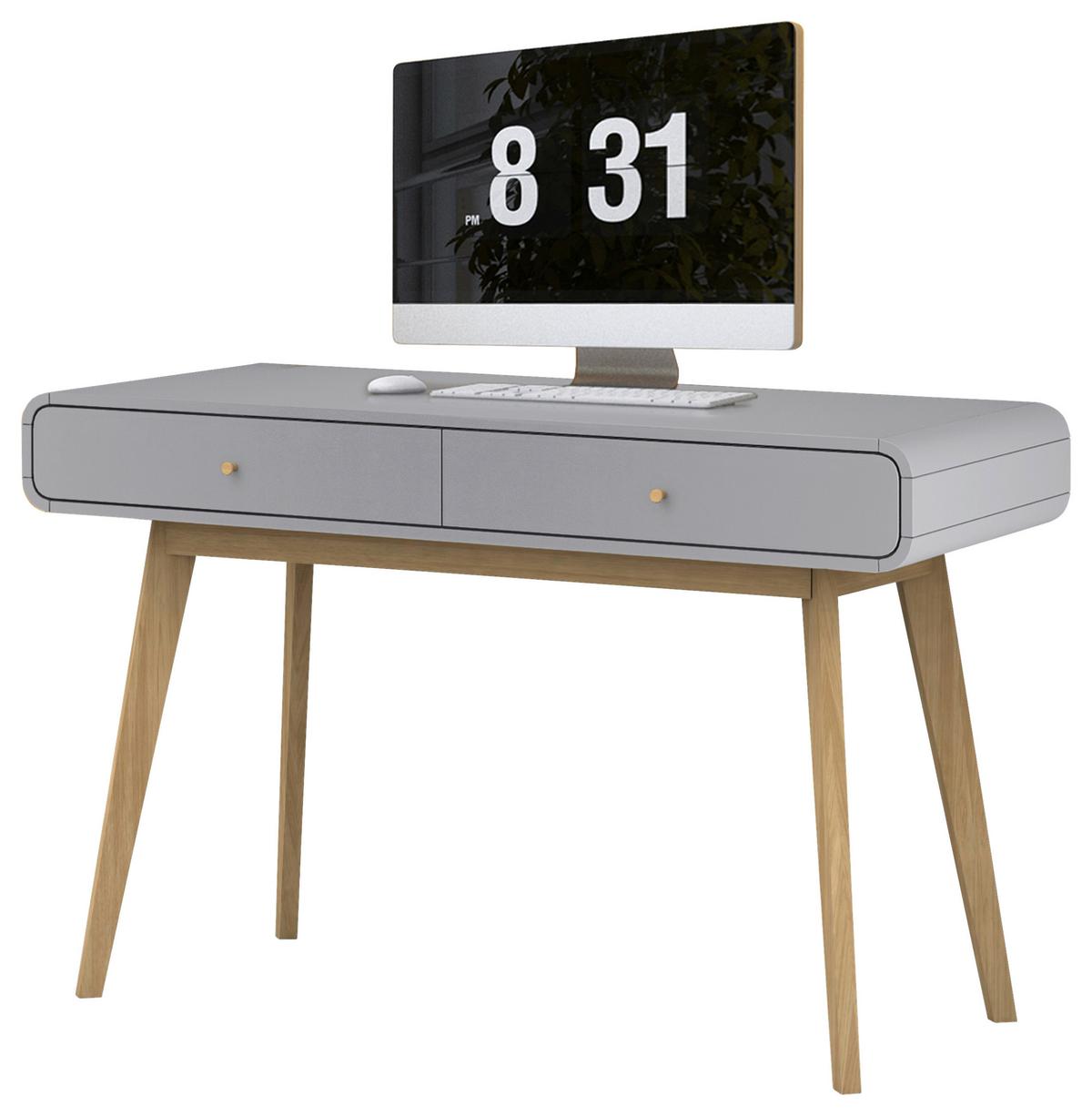 Schreibtisch Cassie Grau/Eichefarben L: 120cm - Eichefarben/Grau, Design, Holzwerkstoff (120/79/50cm) - MID.YOU