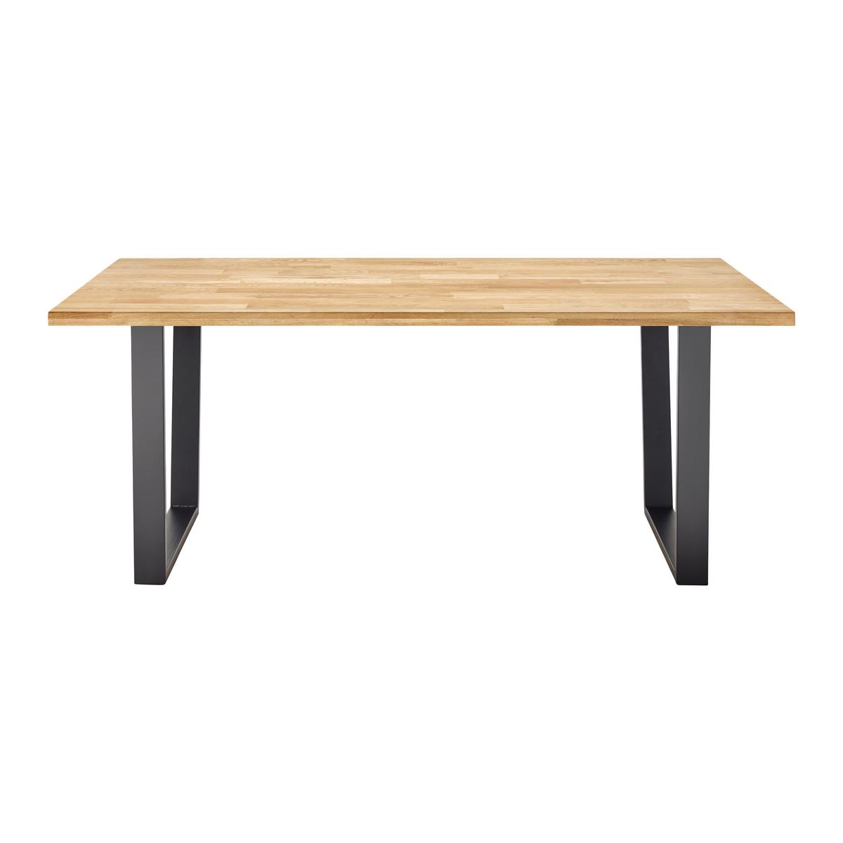 Jídelní stůl Vanina masiv 180x90 cm - černá/barvy dubu, Moderní, kov/dřevo (180/90/76cm) - Bessagi Home