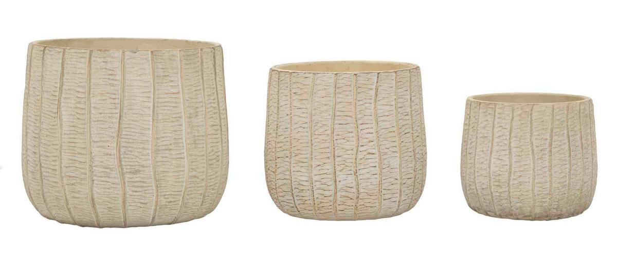 Vase Cachepot Flake Set 3 Pcs Creme B: 30,5 cm - Creme, Basics, Keramik (30,5/27/30,5cm)