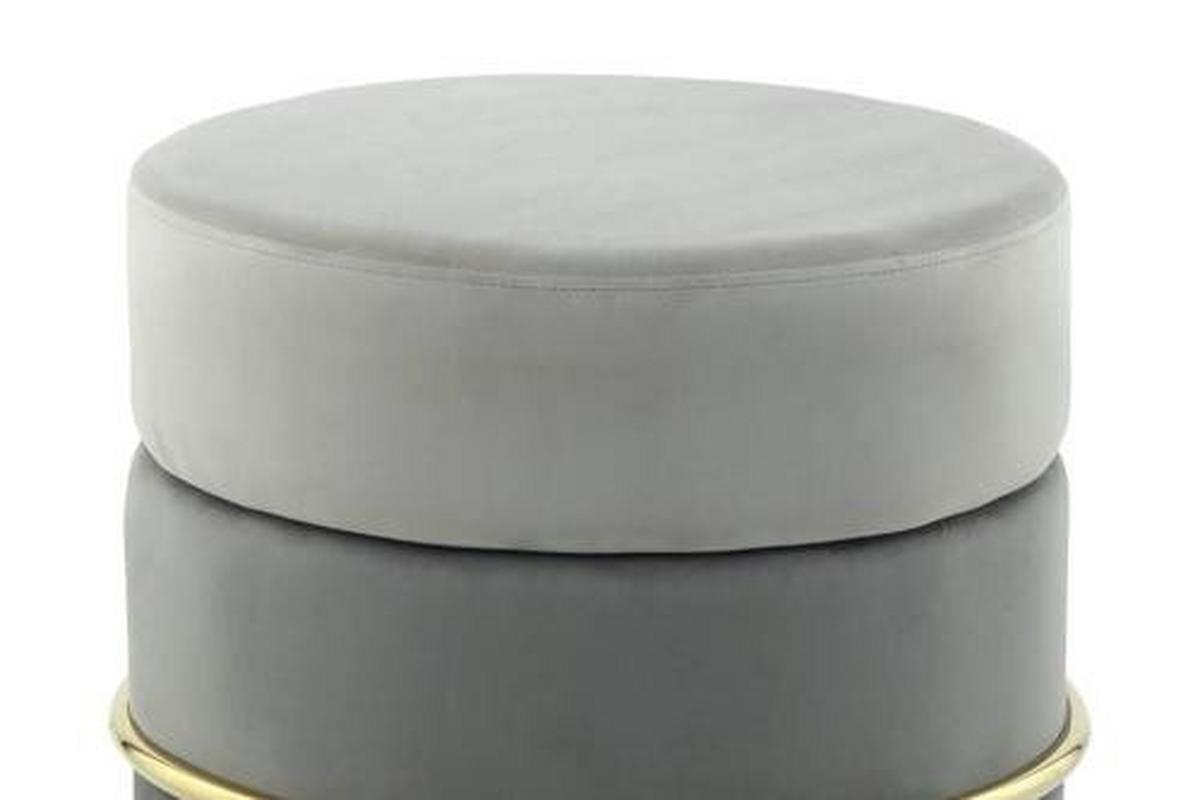 Okrúhla taburetka GREY, sivá / zlatá - sivá/zlatá, Basics, kov/kompozitné drevo (48,5/46/48,5cm)