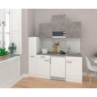 Küchenzeile Economy M. Geräten 180 Cm Weiß/beton Dekor Modern - Hellgrau/Weiß, MODERN, Holzwerkstoff (180cm) - Respekta
