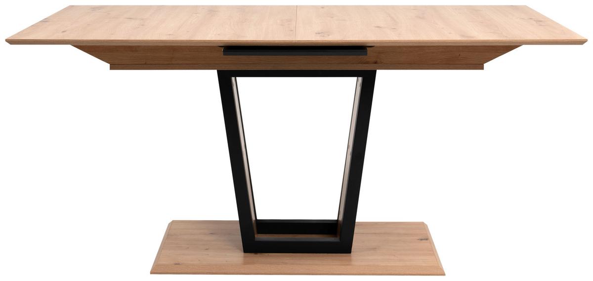 Esstisch Soria Schwarz/ Eiche Artisan D. L: 160-200cm - Schwarz/Eiche Artisan, MODERN, Holzwerkstoff/Metall (160-200/90/76cm) - MID.YOU