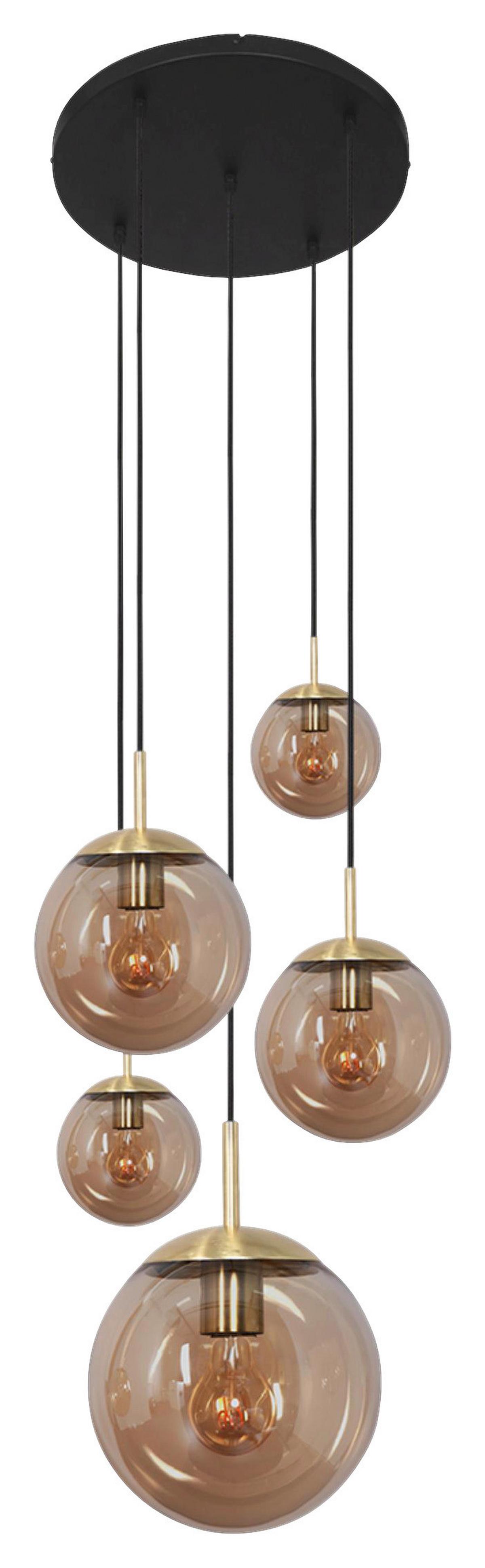 Deckenleuchte Bollique - Schwarz, Trend, Glas/Metall (60/115-373/60cm)