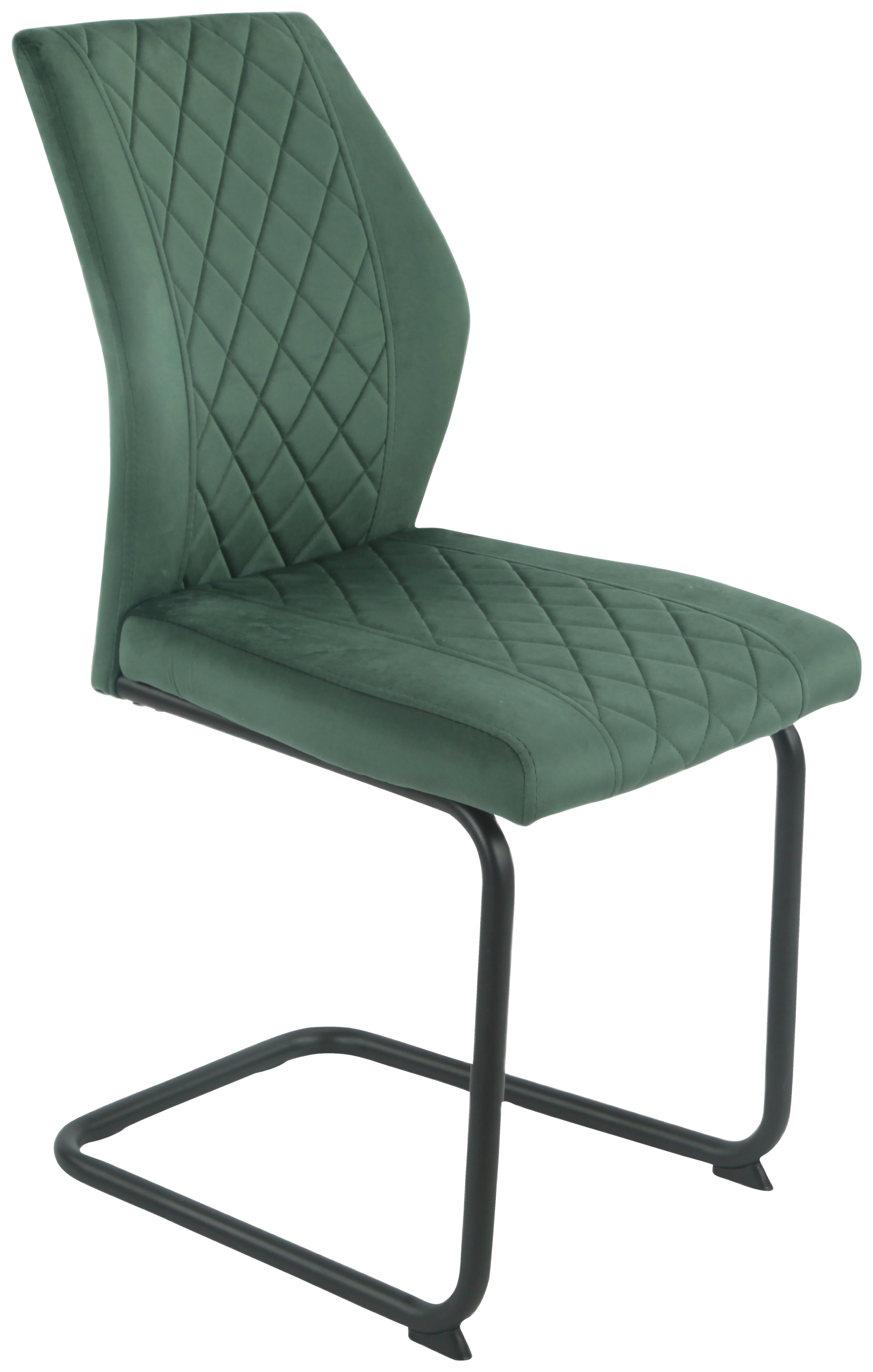 Stuhl Nina Velours Grün, B: 49 Cm - Grün, MODERN, Textil/Metall (44/98/60cm)