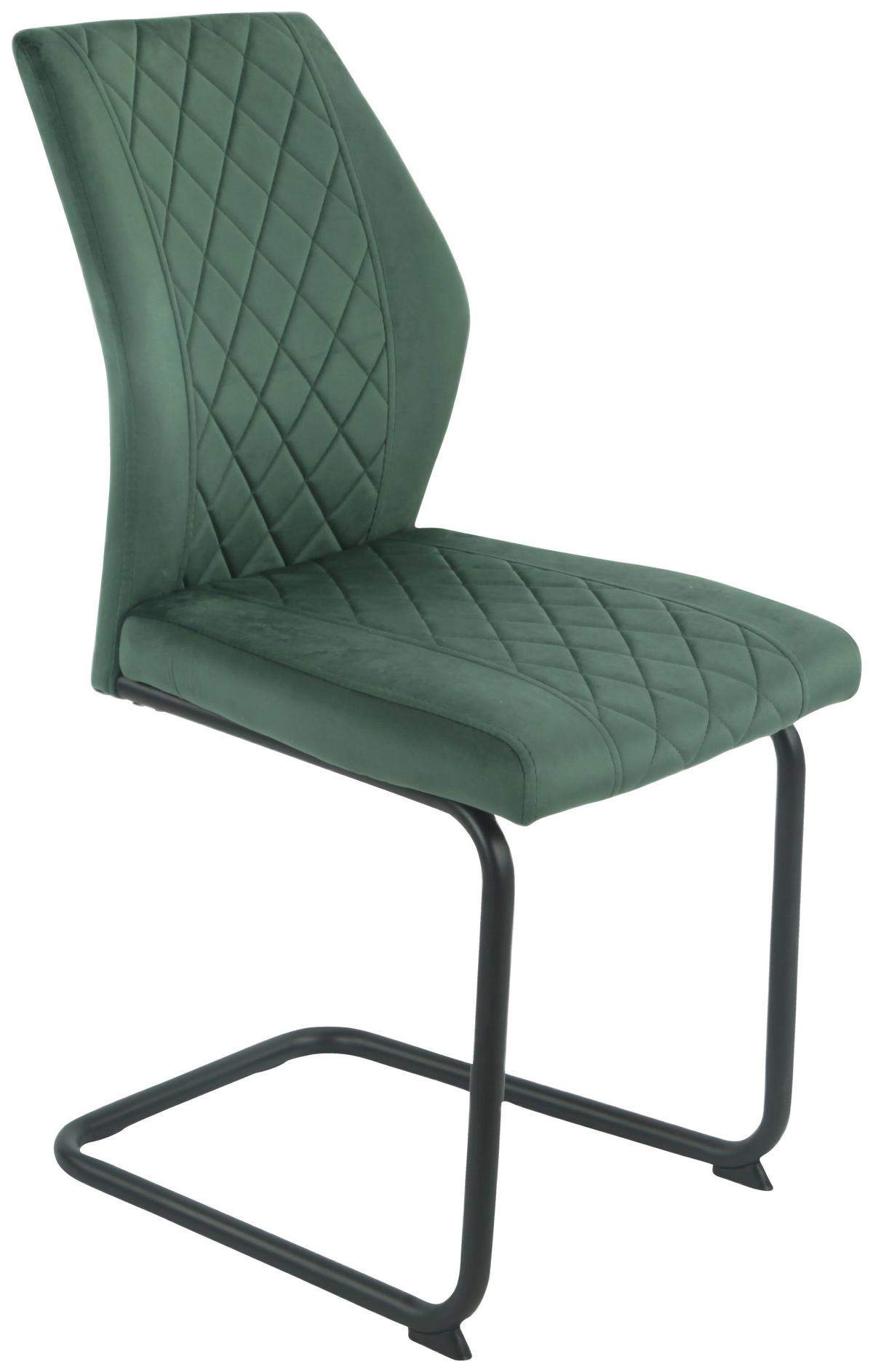 Stuhl Nina Velours Grün, B: 49 Cm - Grün, MODERN, Textil/Metall (44/98/60cm)