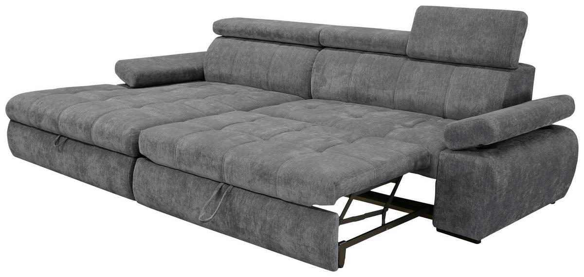 Rohová sedačka VEGAS, ľavá, tmavosivá ženilka - čierna/tmavosivá, Design, drevo/textil (173/294cm)