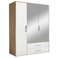 Kleiderschrank M. Spiegel 3trg Lembo Artisan Eiche/weiß 155cm - Weiß/Eiche Artisan, Basics, Glas/Holzwerkstoff (155/195/60cm)