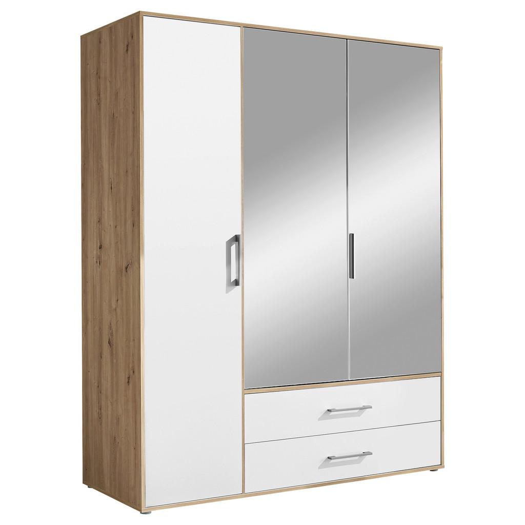 Kleiderschrank M. Spiegel 3trg Lembo Artisan Eiche/weiß 155cm