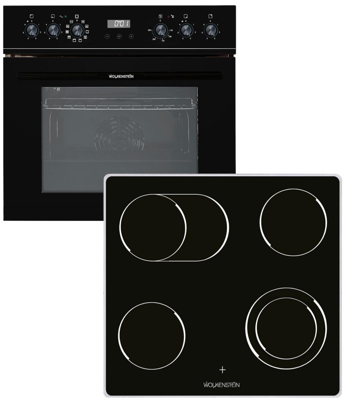 Herdset Wmoc 100 Schwarz B: 59,5 Cm - Schwarz, KONVENTIONELL, Glas/Metall (59,5/59,5/55cm) - Wolkenstein