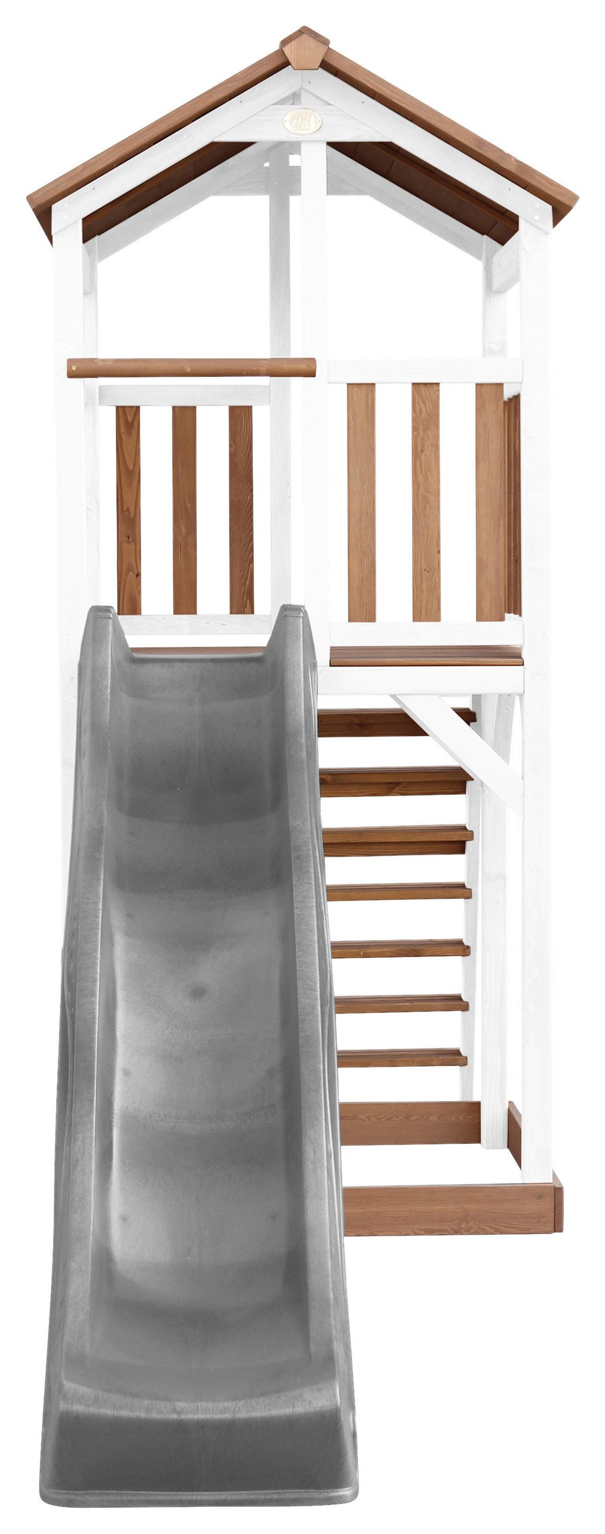 Spielturm A025.120.81 - Braun/Weiß, KONVENTIONELL, Holz/Kunststoff (111,2/241,9/349cm) - Ambia Garden