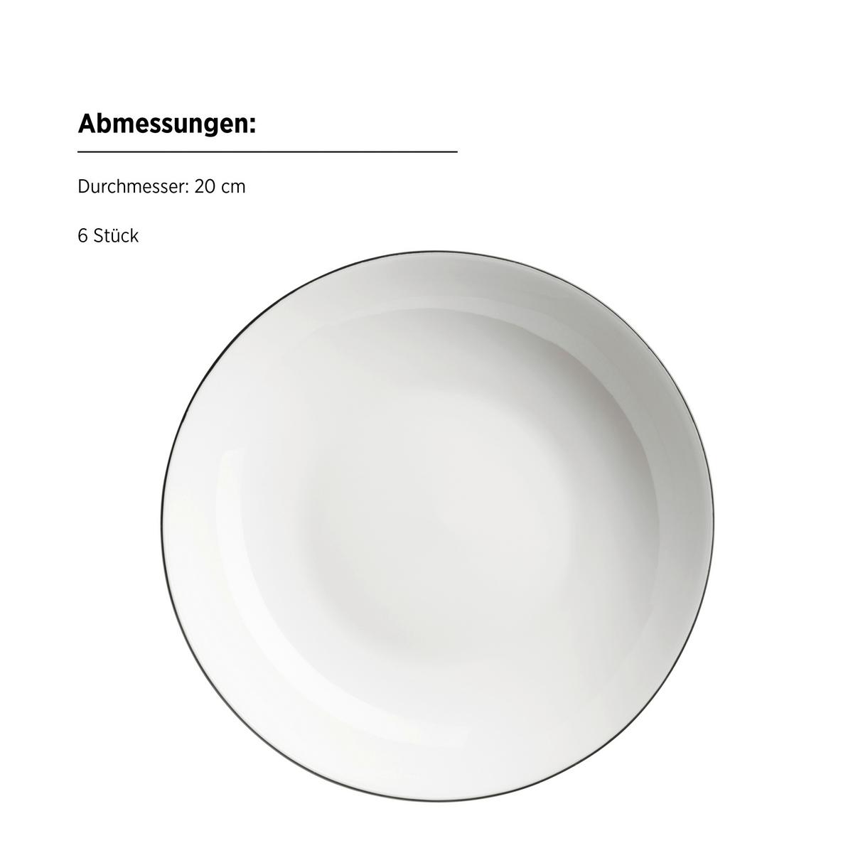 Tafelservice  Felise Porzellan 6 Personen Geschirr Set - Schwarz/Weiß, Trend, Keramik - Mäser