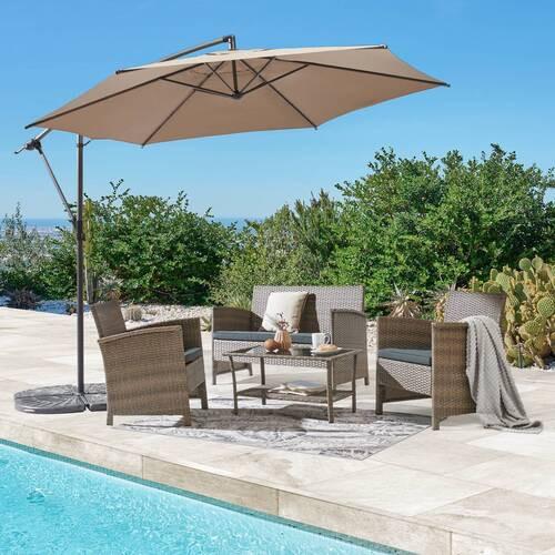 Ampelschirm Exellent Bxhxt: 300x300x248 Cm Taupe - Taupe/Anthrazit, MODERN, Textil/Metall (300/300/248cm) - Beldano