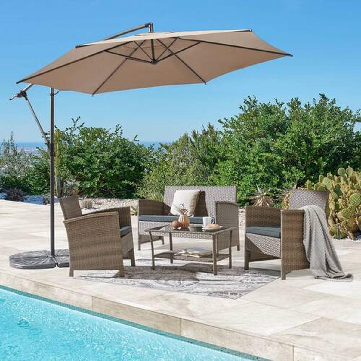 Ampelschirm Exellent BxHxT: 300x300x248 cm Taupe - Taupe/Anthrazit, MODERN, Textil/Metall (300/300/248cm) - Beldano