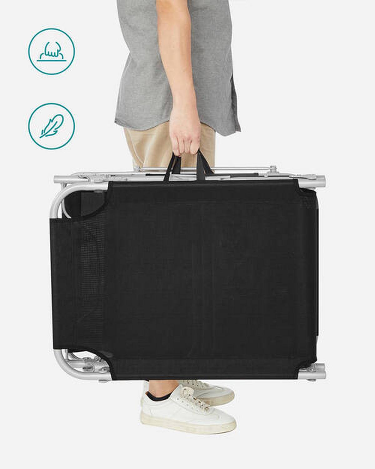 Sonnenliege Schwarz inkl. Sonnendach, B: 53 cm - Schwarz, Basics, Textil/Metall (53/29,5/193cm) - Modante