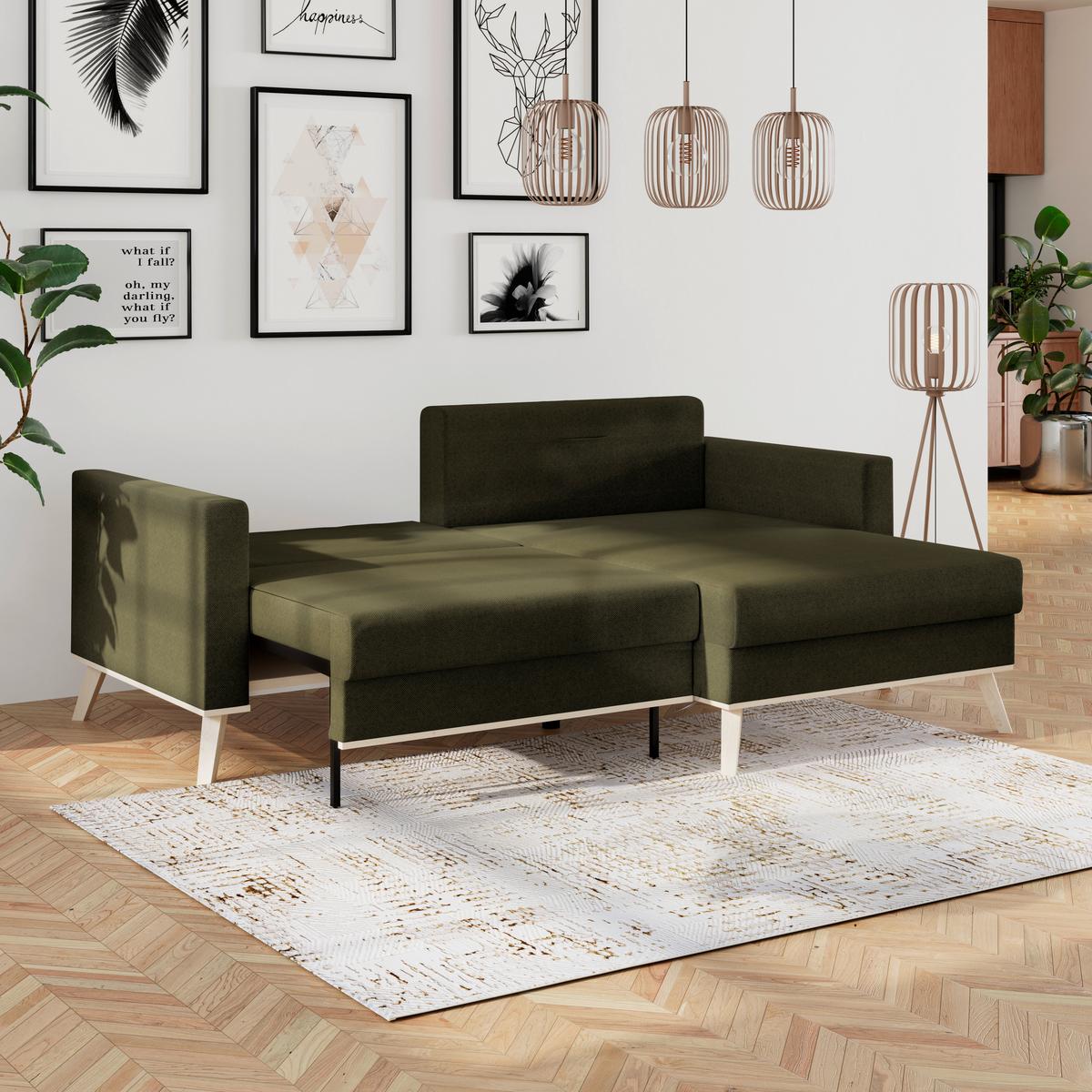 Ecksofa Carini - Eichefarben/Creme, Basics, Textil (222/152cm)