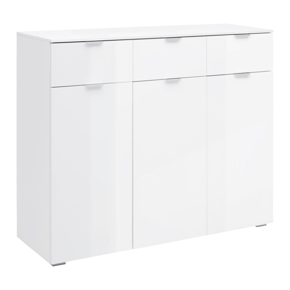 Komoda FIFTY - biela/chrómová, Konventionell, kov/kompozitné drevo (120/100/42cm) - Premium Living